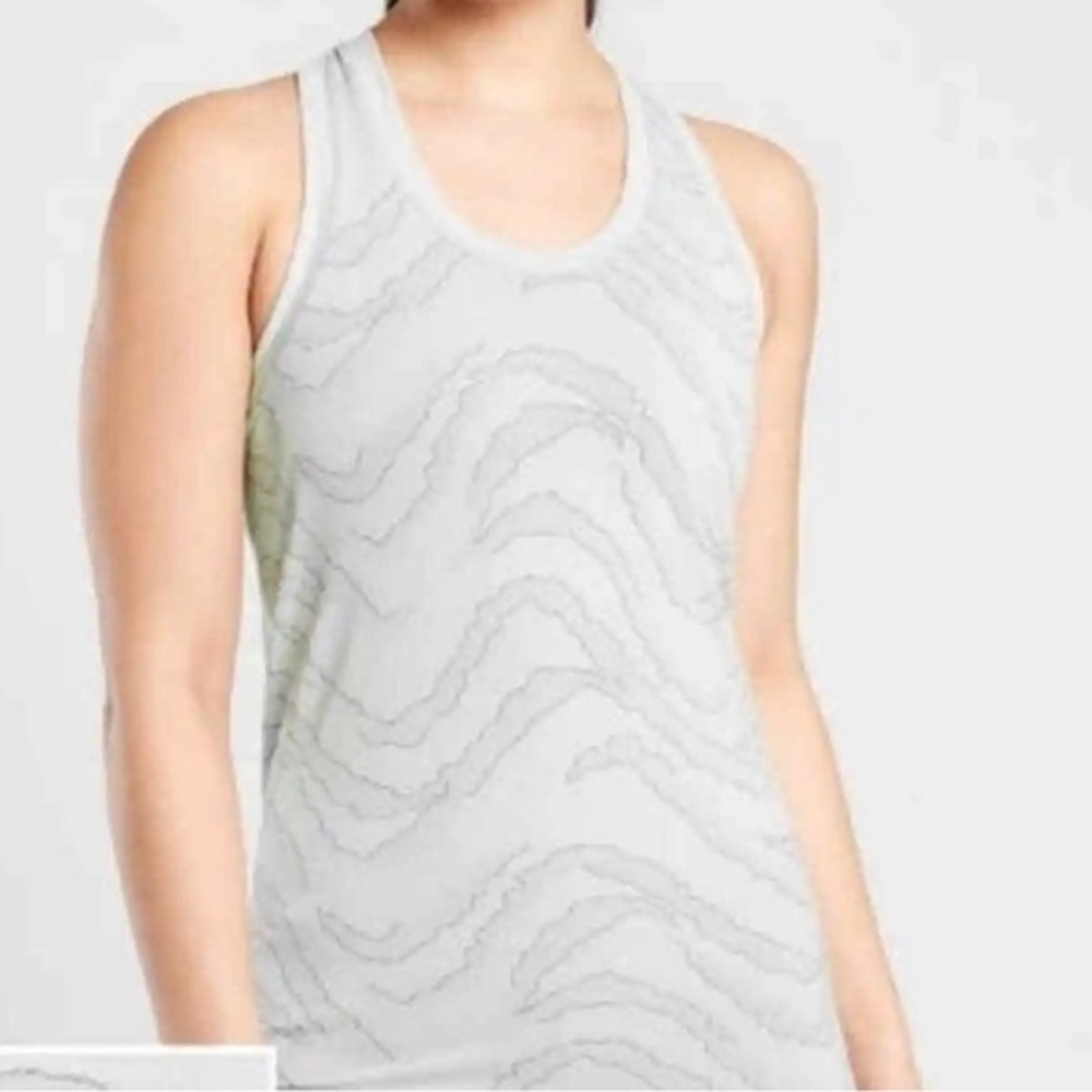 Athleta Momentum‎ Printed Athletic Tank Women's Size L Peach FLAWED SEE PICS.